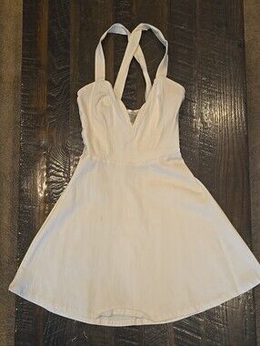 Charlotte Russe White V-Neck Crisscross Strap Mini Dress